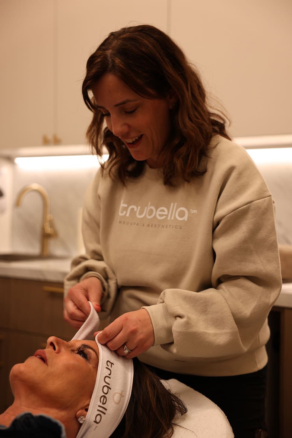 Facial treatment at a medspa. Relaxing environment.